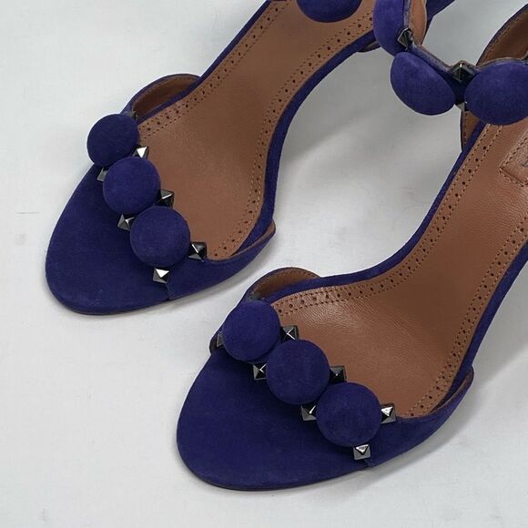 Alaia Bombe 90 Ankle-Strap Studded Suede Leather Sandals size 36.5 - Picture 8 of 16